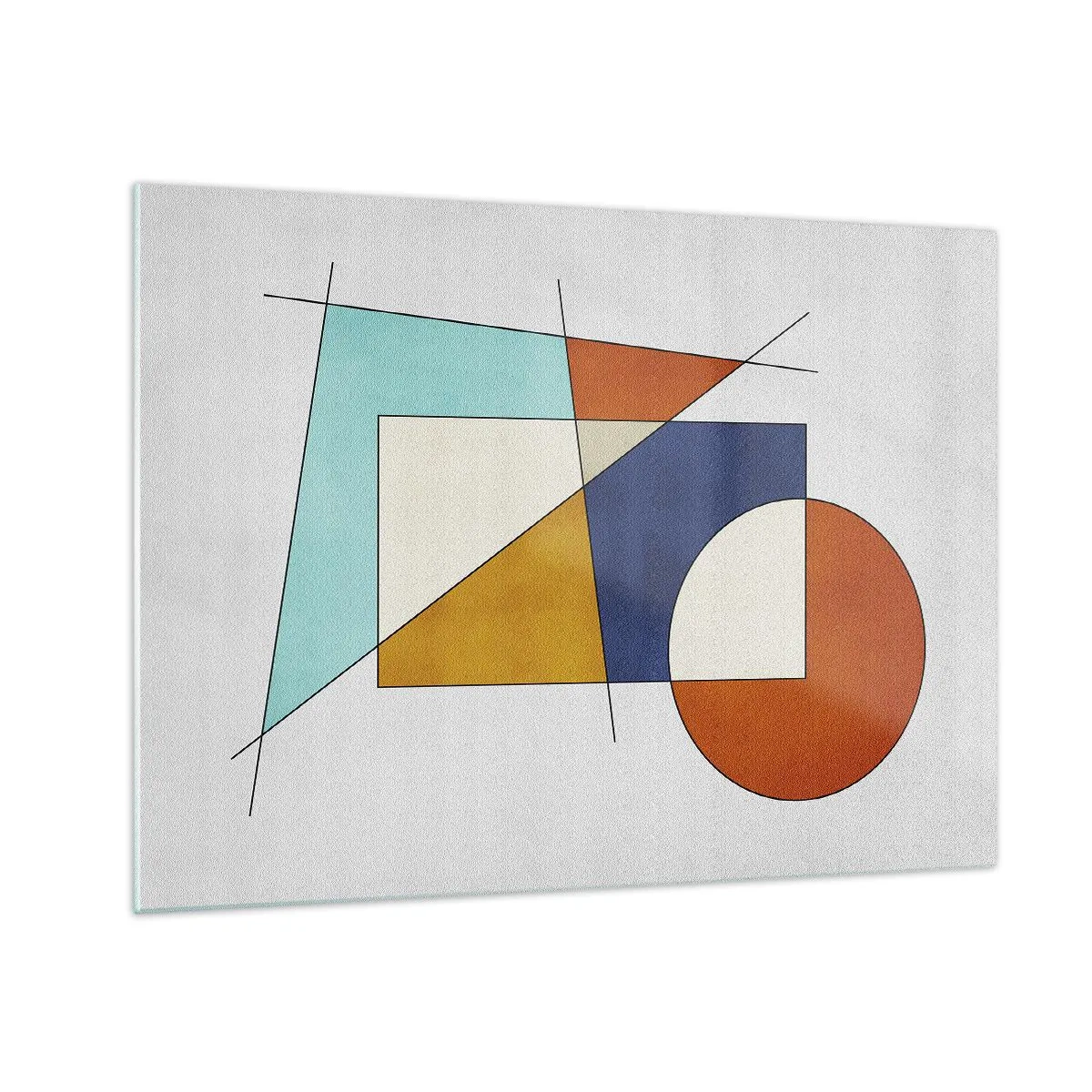 Impression sur verre - Image sur verre - Formes géométriques colorées sur fond clair dans un style moderniste - 70x50cm - Abstraction : plaisir moderniste - Décoration murale moderne pour le salon et la chambre ARTTOR