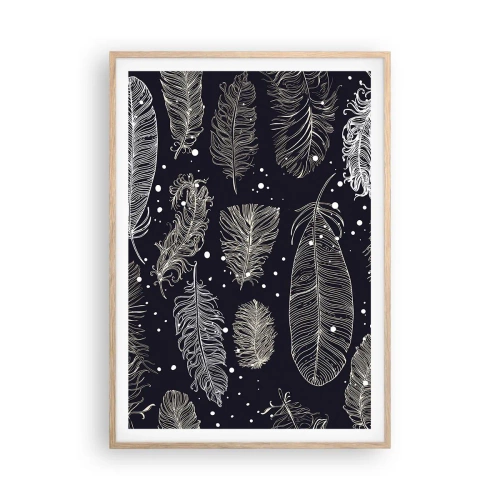 Affiche dans un chêne clair - Poster - Toile de plumes - 70x100 cm