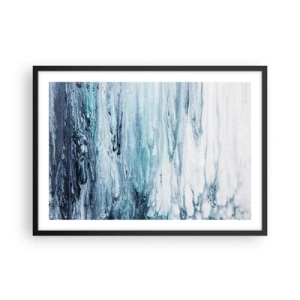 Affiche dans un cadre noir - Poster - Des stries bleues et blanches abstraites ressemblant à des glaçons - 70x50cm - Une glace bleue - Décoration murale moderne pour le salon et la chambre ARTTOR