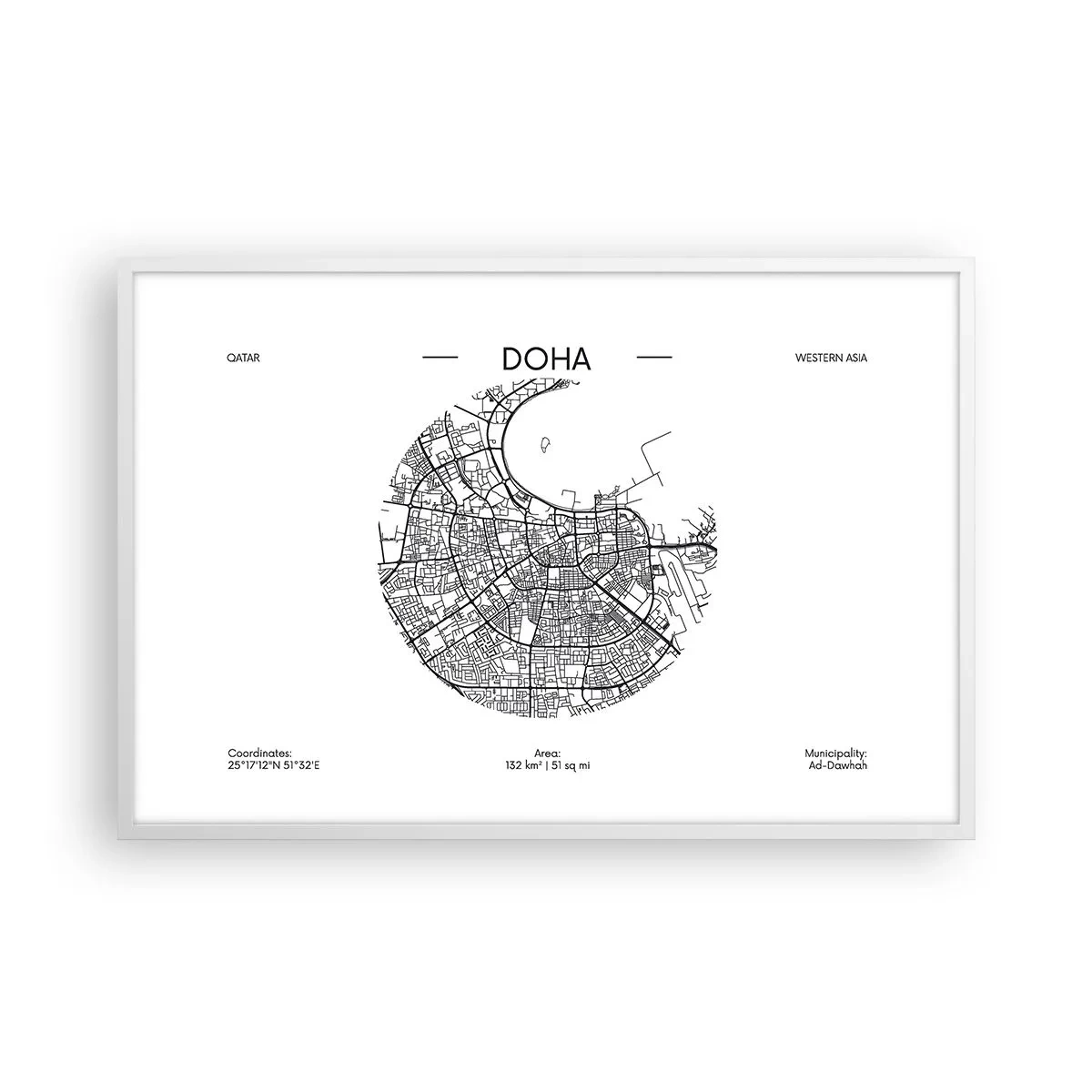Affiche dans un cadre blanc - Poster - Anatomie de Doha - 91x61 cm