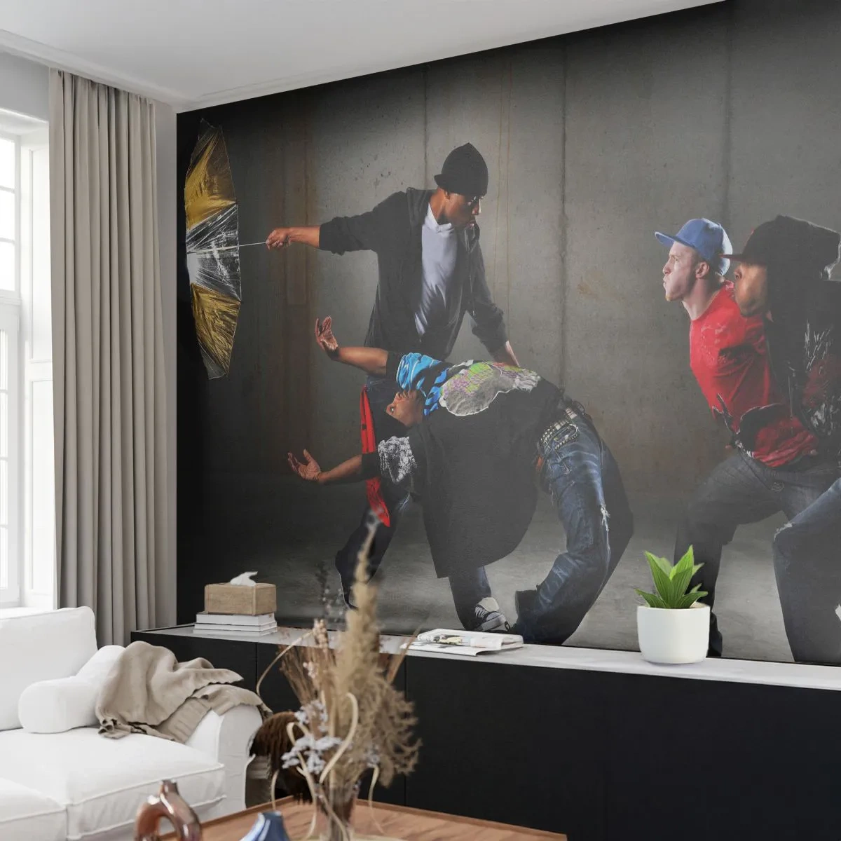 Papier Peint Photo Premium Sand - Danser avec le vent de la rue - Danse, Musique, Personnes - 400x280 cm