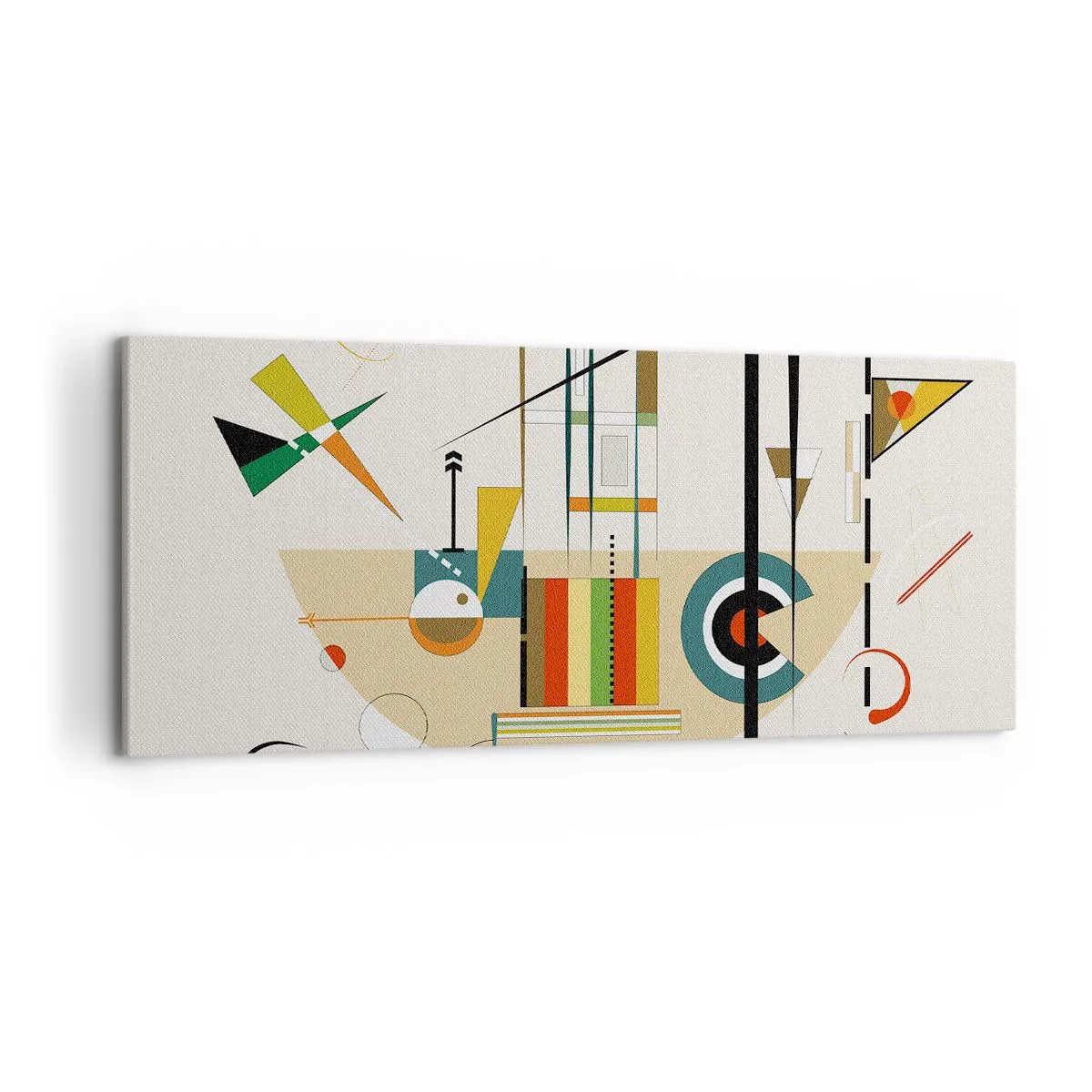 Impression sur toile - Image sur toile - Abstraction colorée avec des formes géométriques - 120x50cm - Et le monde s’amuse - Décoration murale moderne pour le salon et la chambre ARTTOR