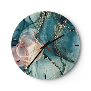 Horloge murale - Pendule murale - Soie bleu, tulle rose - 40x40 cm