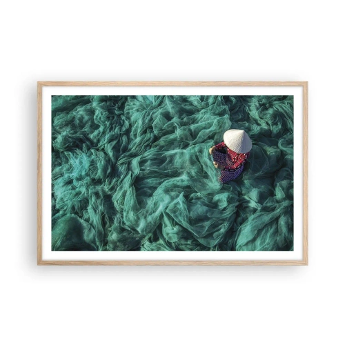 Affiche dans un chêne clair - Poster - Dans une mer de filet - 91x61 cm