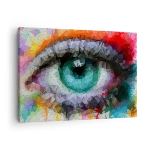 Impression sur toile - Image sur toile - Look géométrique avec œil vert - 70x50cm - Lueur cristalline des yeux - Décoration murale moderne pour le salon et la chambre ARTTOR