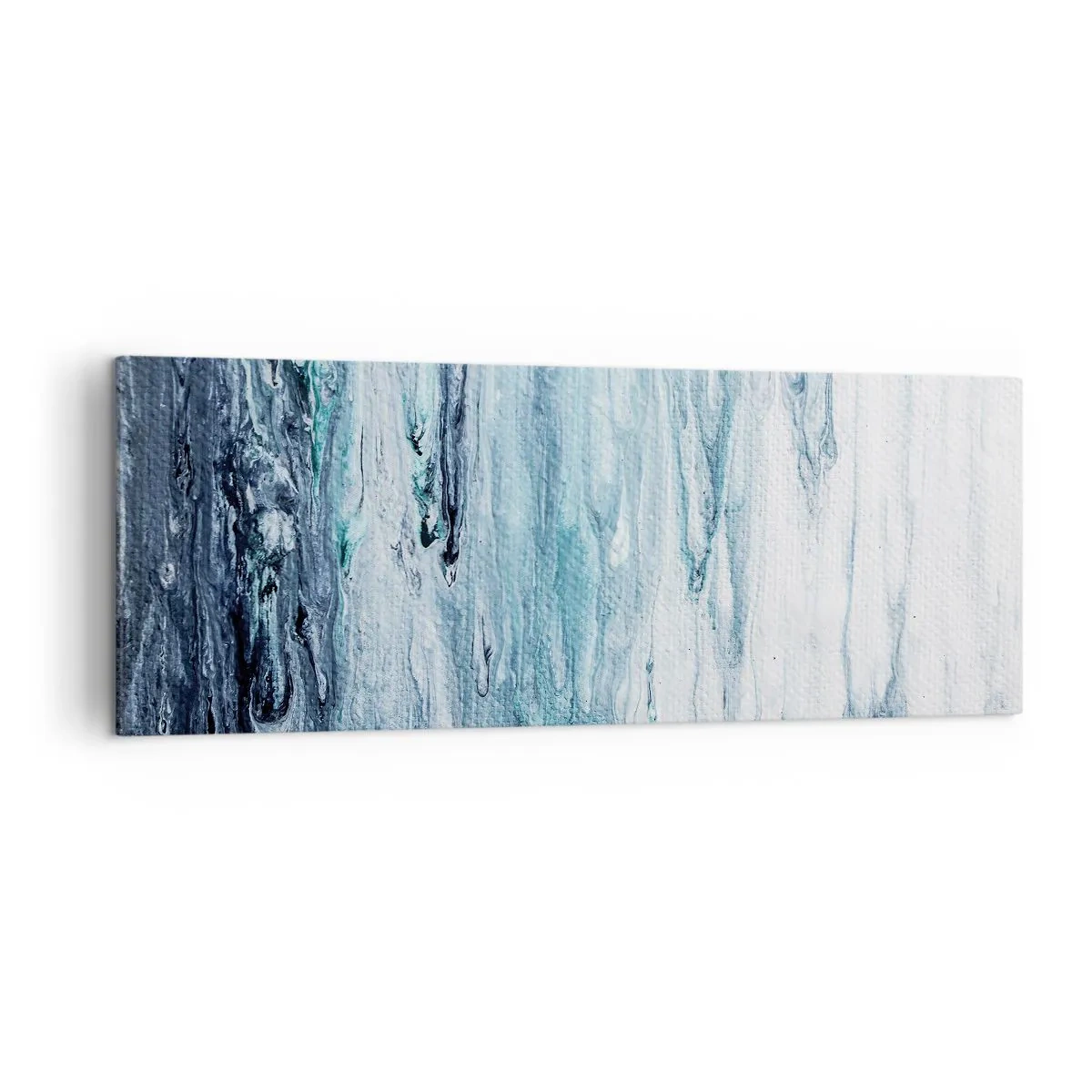 Impression sur toile - Image sur toile - Des stries bleues et blanches abstraites ressemblant à des glaçons - 140x50cm - Une glace bleue - Décoration murale moderne pour le salon et la chambre ARTTOR