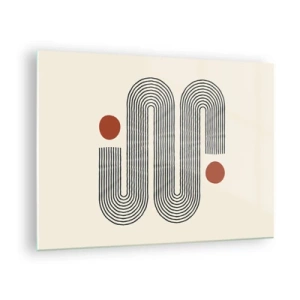Impression sur verre - Image sur verre - Motif de lignes minimaliste à pois rouges - 70x50cm - Du début à la fin - Décoration murale moderne pour le salon et la chambre ARTTOR