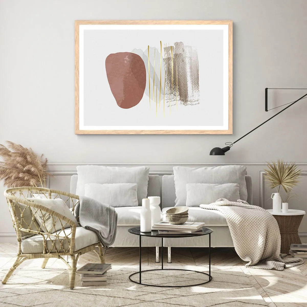 Affiche dans un chêne clair - Poster - Colonnade abstraite - 100x70 cm