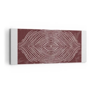 Impression sur toile - Image sur toile - Ondes symétriques en lignes blanches sur fond marron - 120x50cm - L'espace parle - Décoration murale moderne pour le salon et la chambre ARTTOR