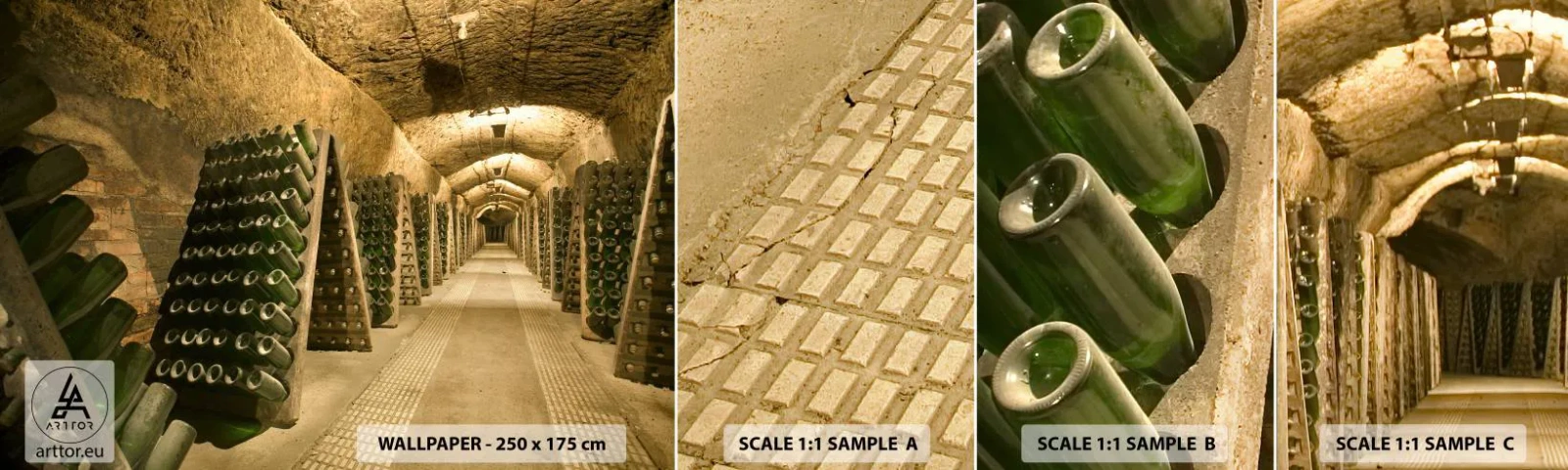 Échantillon De Papier Peint Standard Eco - L'éveil du goût - La gastronomie, Une bouteille de vin, Cave à vin - 100x30 cm