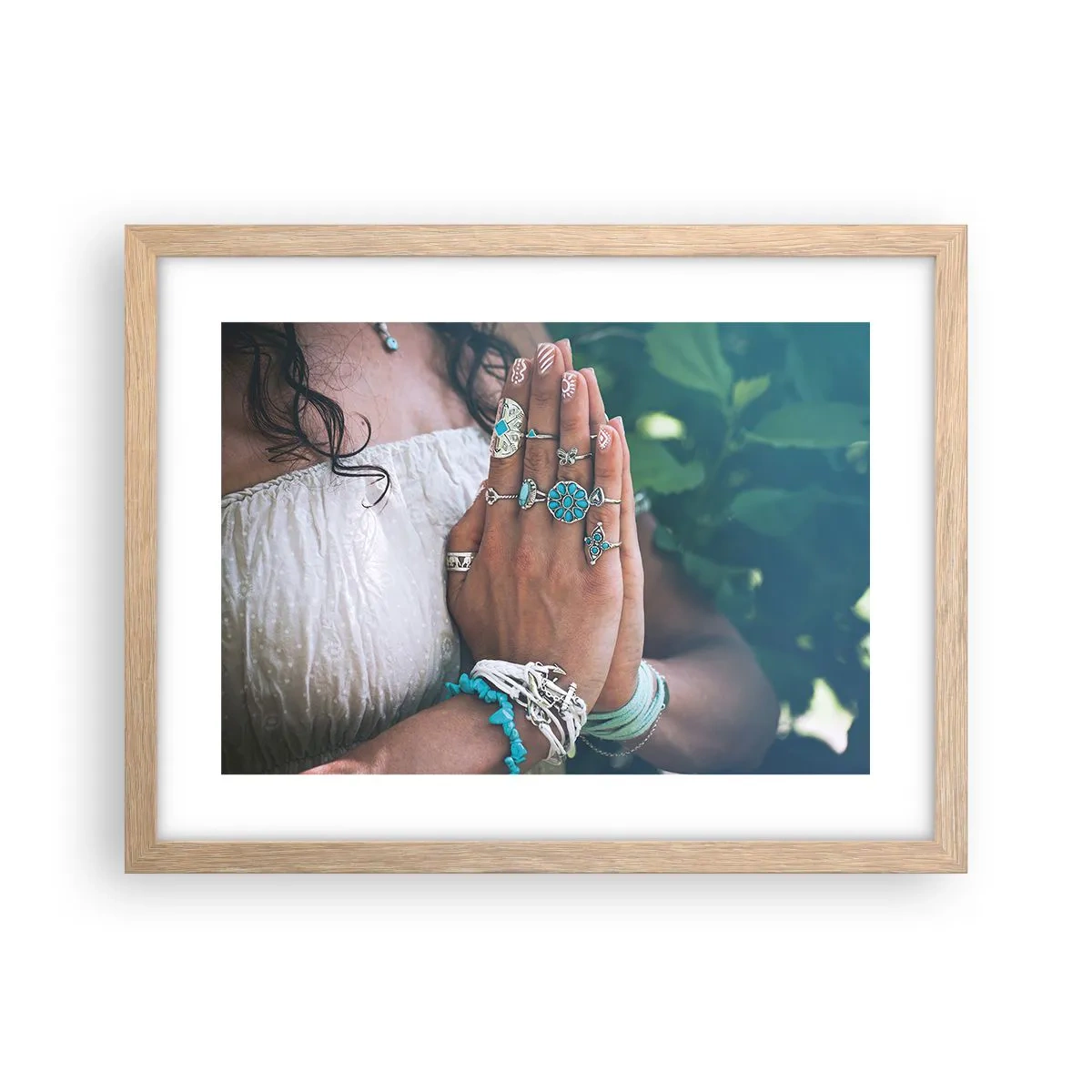 Affiche dans un chêne clair - Poster - Bienvenue au centre du bien-être - 40x30 cm