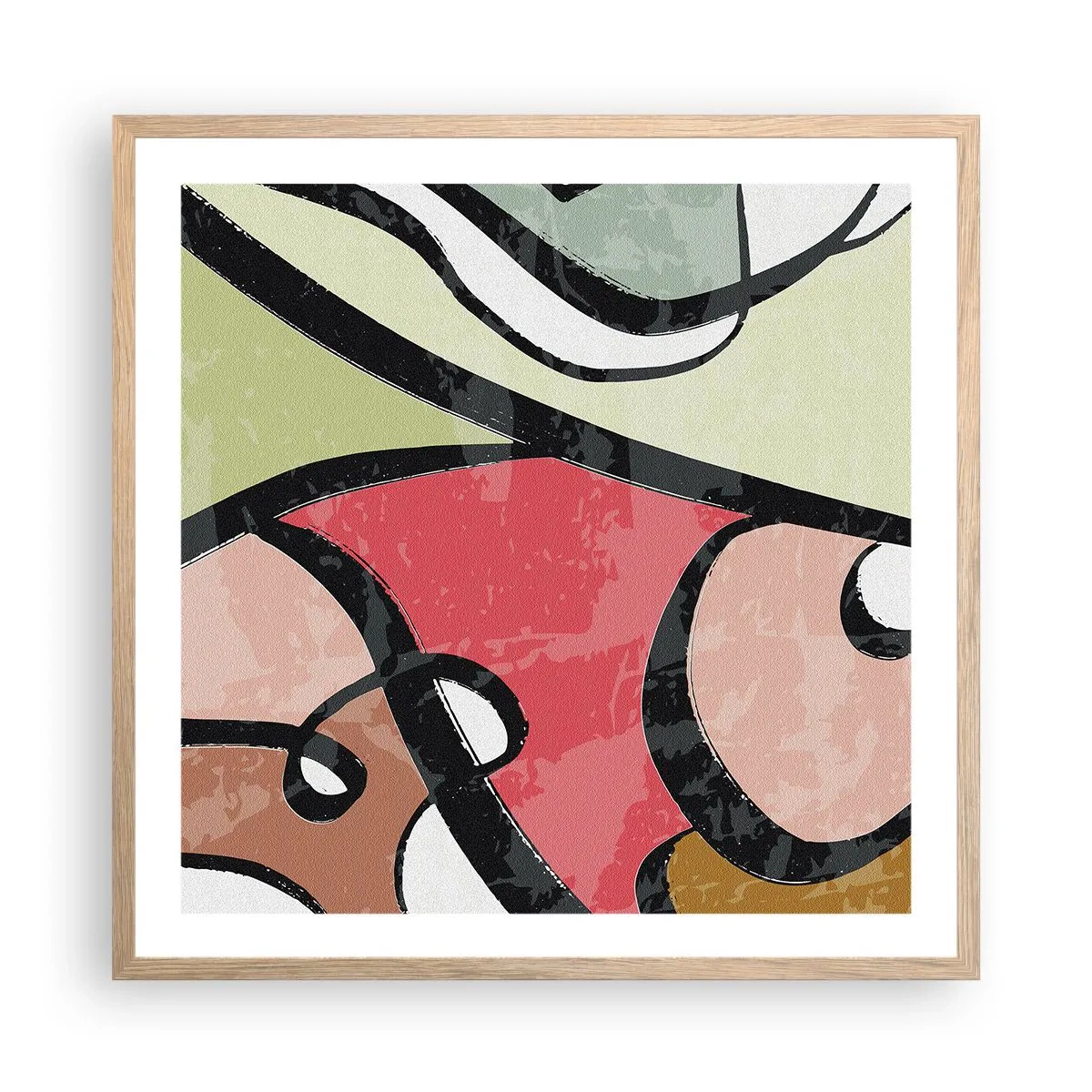 Affiche dans un chêne clair - Poster - Pirouettes parmi les couleurs - 60x60 cm