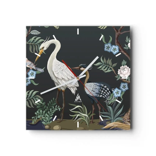 Horloge murale - Pendule murale - Parade d'oiseaux - 40x40 cm