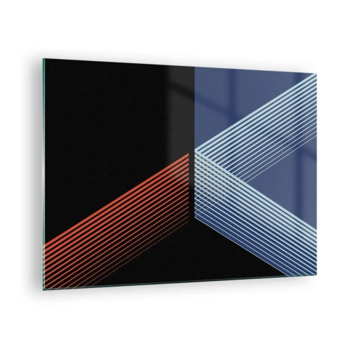 Impression sur verre - Image sur verre - Une composition géométrique moderne avec des lignes et un contraste de couleurs. - 70x50cm - Histoire simple - Décoration murale moderne pour le salon et la chambre ARTTOR