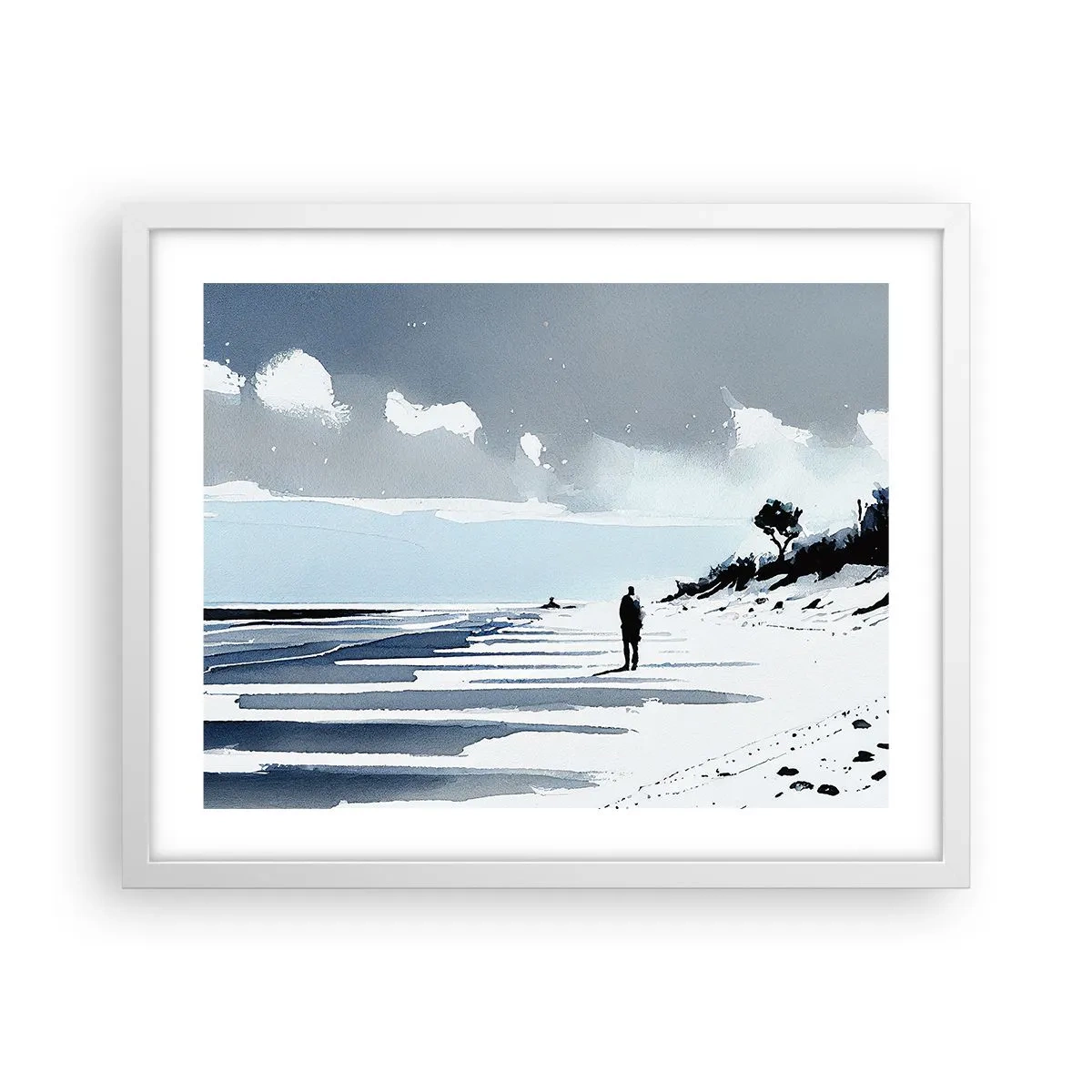 Affiche dans un cadre blanc - Poster - Seul à seul - 50x40 cm