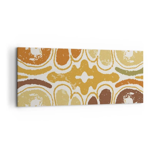 Impression sur toile - Image sur toile - Motifs abstraits chaleureux dans les tons jaunes et bruns - 120x50cm - Abstraction sentimentale - Décoration murale moderne pour le salon et la chambre ARTTOR