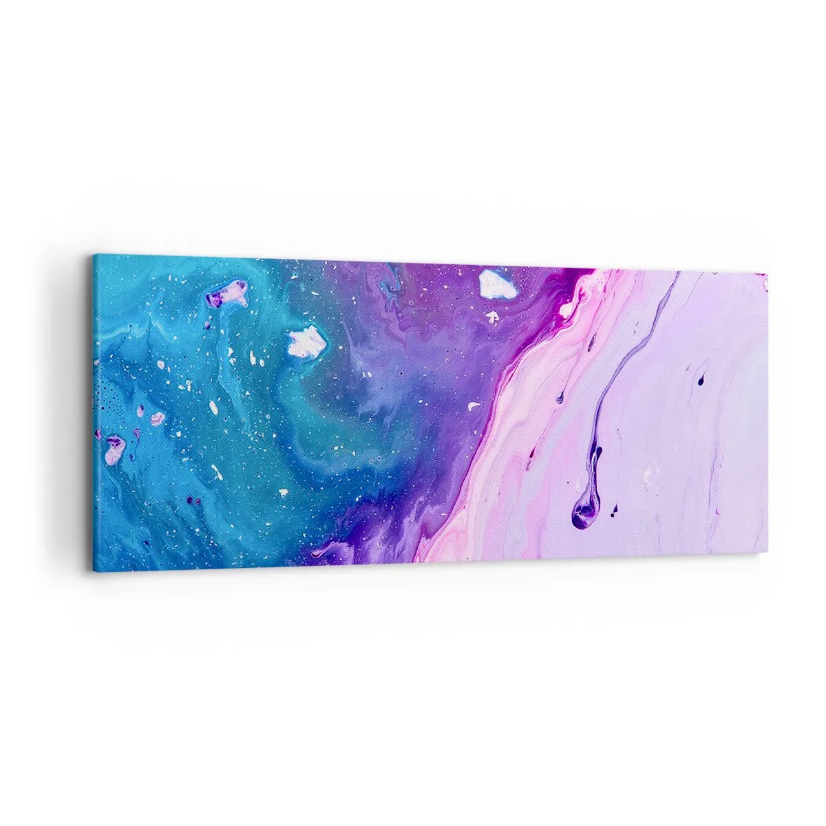 Impression sur toile - Image sur toile - Abstraction aux couleurs violettes et turquoise inspirée des contrastes - 120x50cm - Yin et yang - Décoration murale moderne pour le salon et la chambre ARTTOR