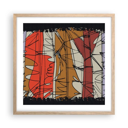 Affiche dans un chêne clair - Poster - Composition spontanée - 50x50 cm