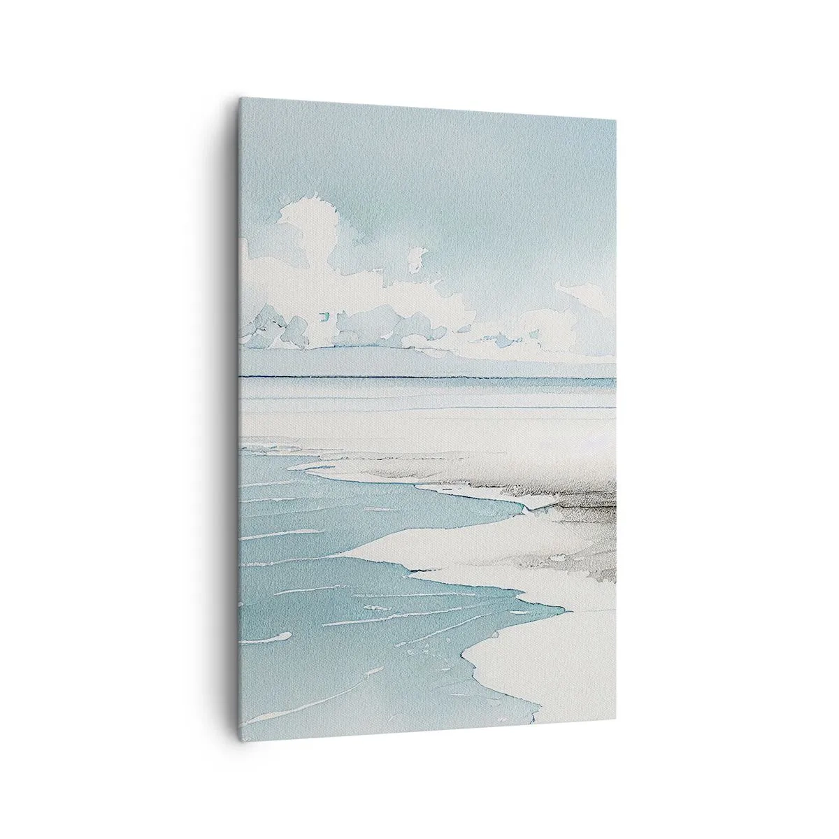 Impression sur toile - Image sur toile - Une mer calme et une plage aux tons clairs de bleu - 80x120cm - Marée douce - Décoration murale moderne pour le salon et la chambre ARTTOR