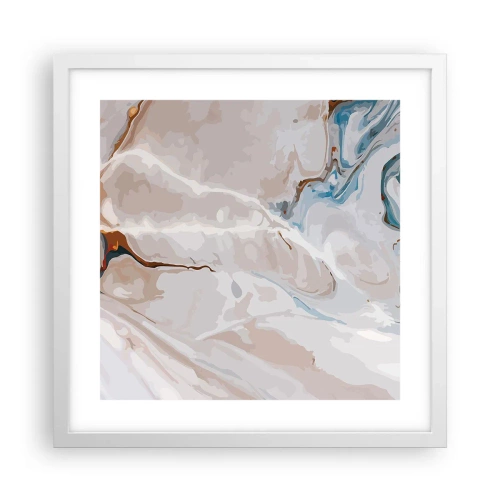 Affiche dans un cadre blanc - Poster - Le bleu serpente sous le blanc - 40x40 cm