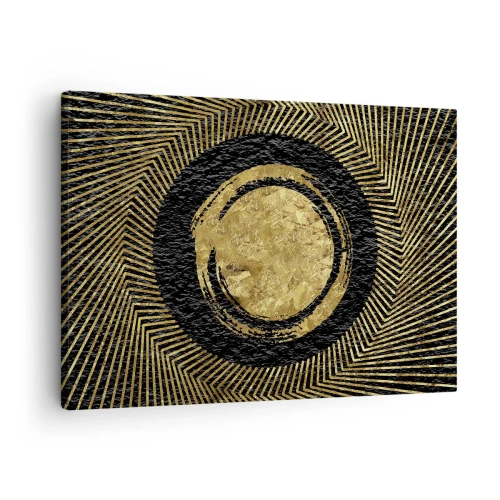 Impression sur toile - Image sur toile - Composition géométrique en noir et or avec des rayons - 70x50cm - Composition glamour - Décoration murale moderne pour le salon et la chambre ARTTOR