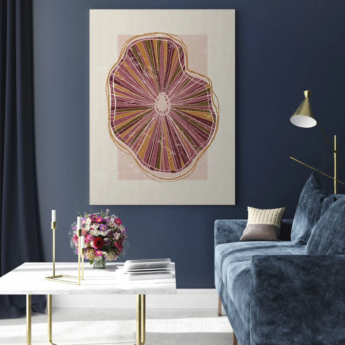 Impression sur verre - Image sur verre - Motif abstrait de tranches d'arbre dans des tons roses - 70x100cm - Abstraction rayonnante - Décoration murale moderne pour le salon et la chambre ARTTOR