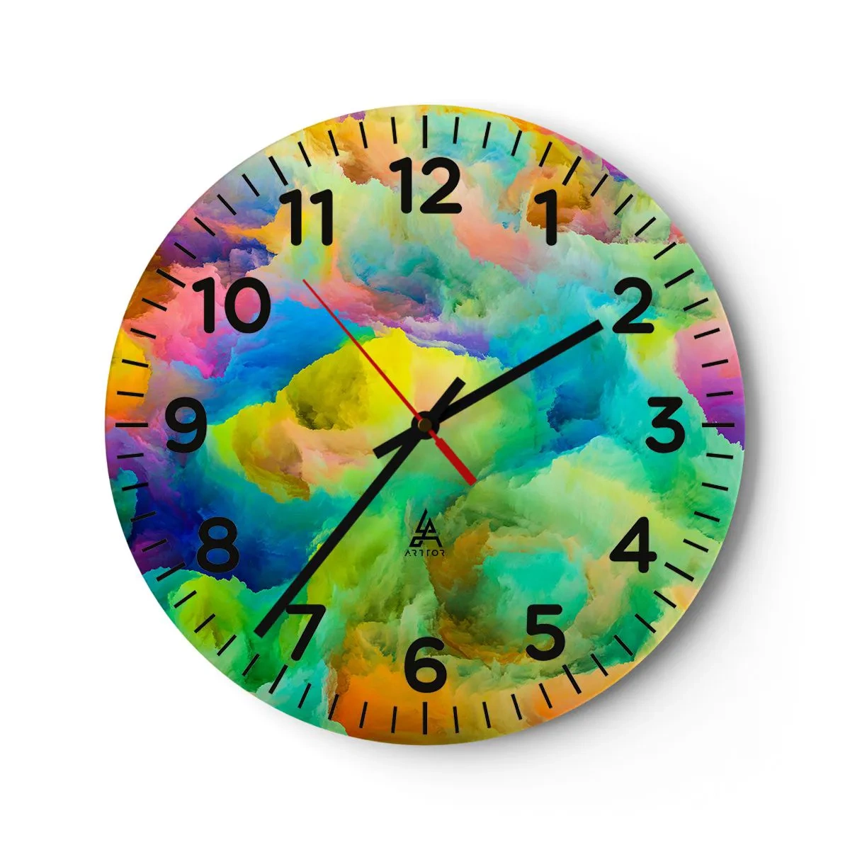 Horloge murale - Pendule murale - Plumule arc-en-ciel - 40x40 cm