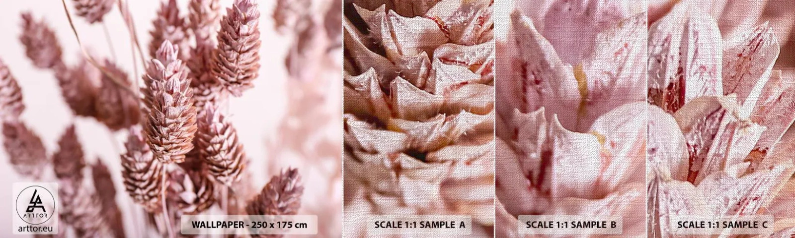 Échantillon de Papier Peint Premium Canvas - Apparemment discret - Fleur séchée, Fleur, Prairie - 100x30 cm