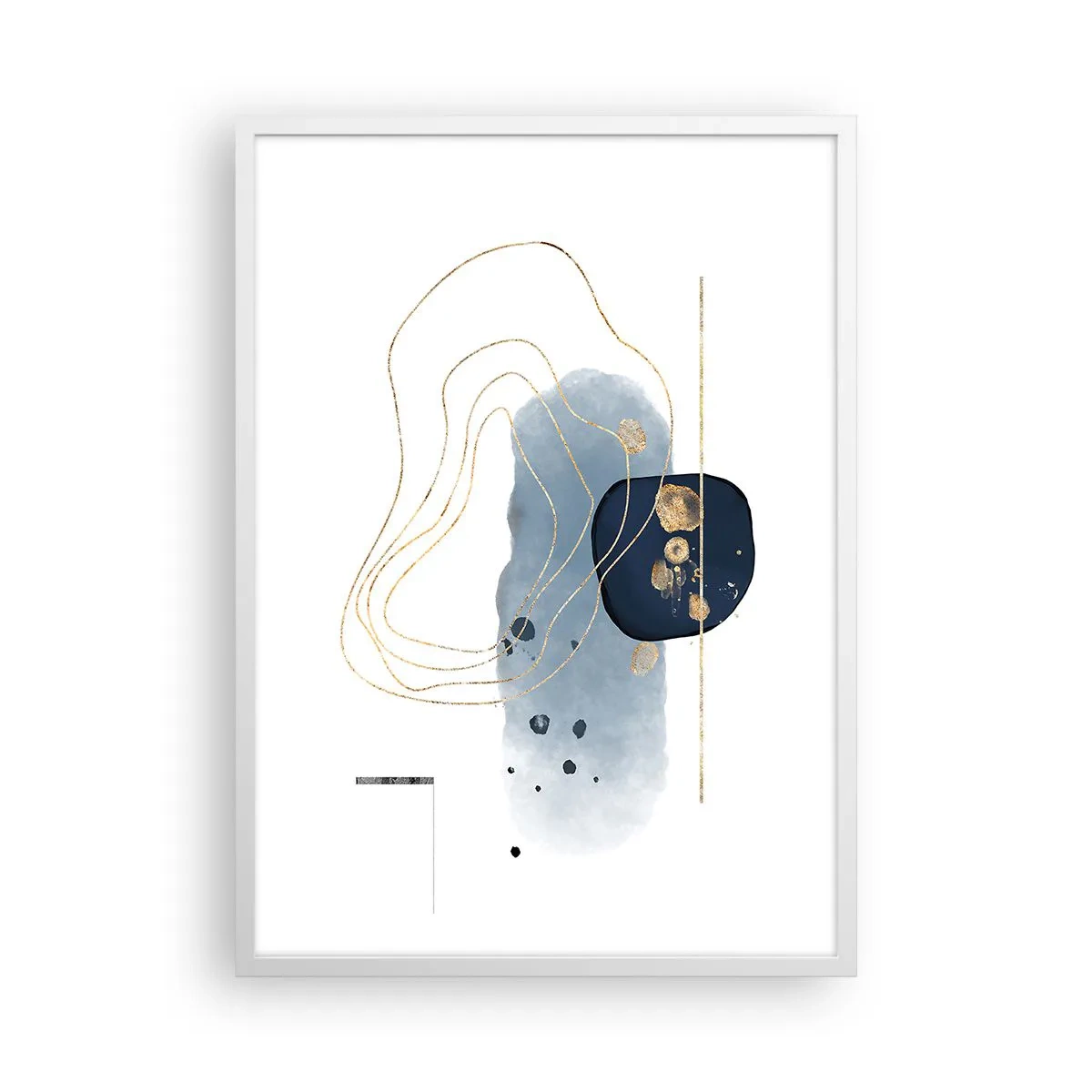 Affiche dans un cadre blanc - Poster - Fantaisie bleu et or - 50x70 cm