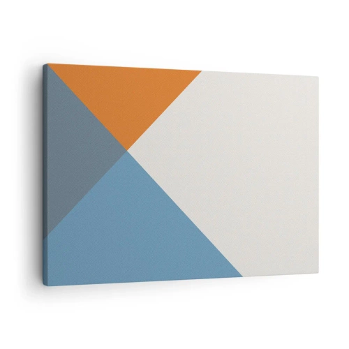 Impression sur toile - Image sur toile - Triangles géométriques dans les tons de bleu et d'orange - 70x50cm - Sous cette angle.... - Décoration murale moderne pour le salon et la chambre ARTTOR