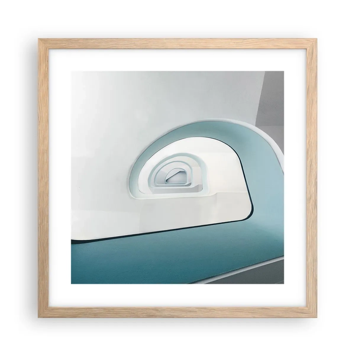 Affiche dans un chêne clair - Poster - Au profondeur du bleu - 40x40 cm