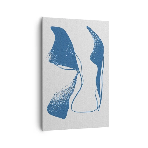 Impression sur toile - Image sur toile - Formes abstraites dans des tons bleus sur fond blanc - 80x120cm - Abstraction ailée - Décoration murale moderne pour le salon et la chambre ARTTOR