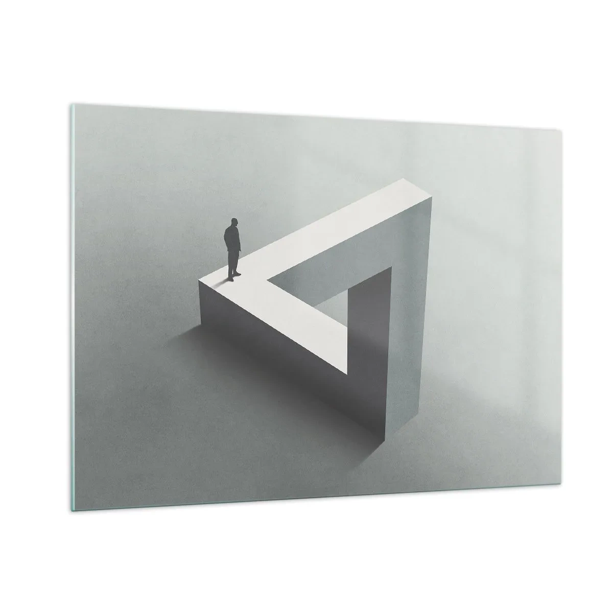 Impression sur verre - Image sur verre - Une figure sur une structure géométrique dans le style d'une illusion d'optique - 100x70cm - Mais c'est possible - Décoration murale moderne pour le salon et la chambre ARTTOR
