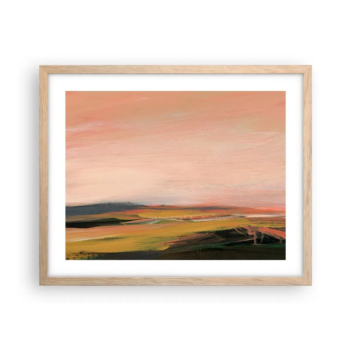 Affiche dans un chêne clair - Poster - Dans les tons de roses - 50x40 cm