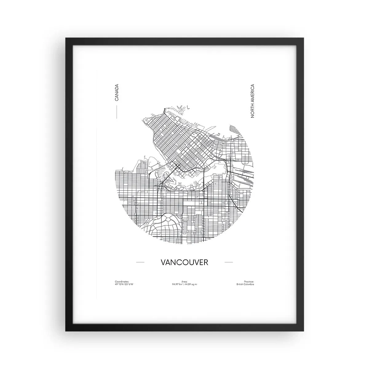Affiche dans un cadre noir - Poster - Anatomie de Vancouver - 40x50 cm