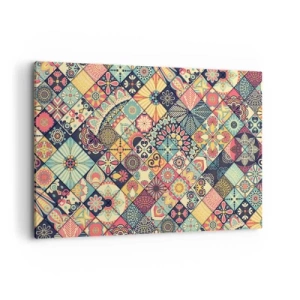 Impression sur toile - Image sur toile - Motifs géométriques colorés inspirés du style marocain - 120x80cm - Ambiance marocaine - Décoration murale moderne pour le salon et la chambre ARTTOR
