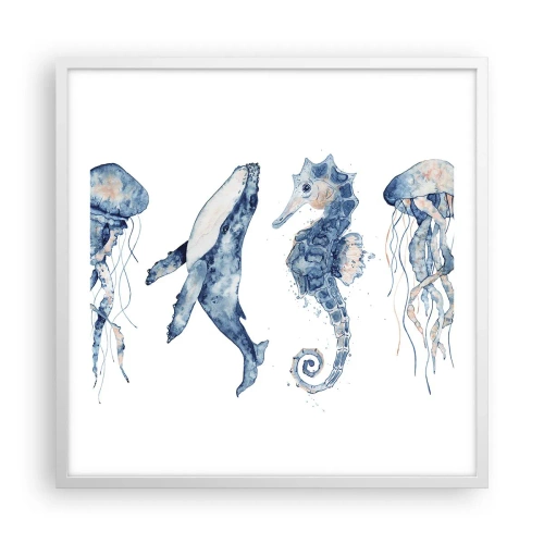 Affiche dans un cadre blanc - Poster - Merveilles de la mer - 60x60 cm