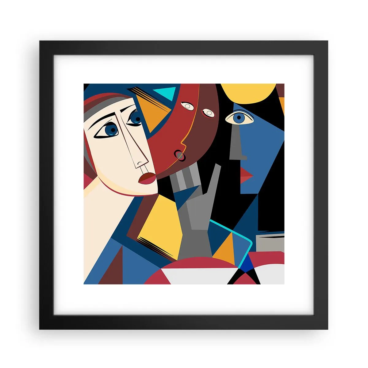 Affiche dans un cadre noir - Poster - Une conversation entre cubistes - 30x30 cm