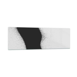 Impression sur verre - Image sur verre - Motif abstrait noir et blanc avec des points délicats sur toile - 160x50cm - Équilibre fluide - Décoration murale moderne pour le salon et la chambre ARTTOR