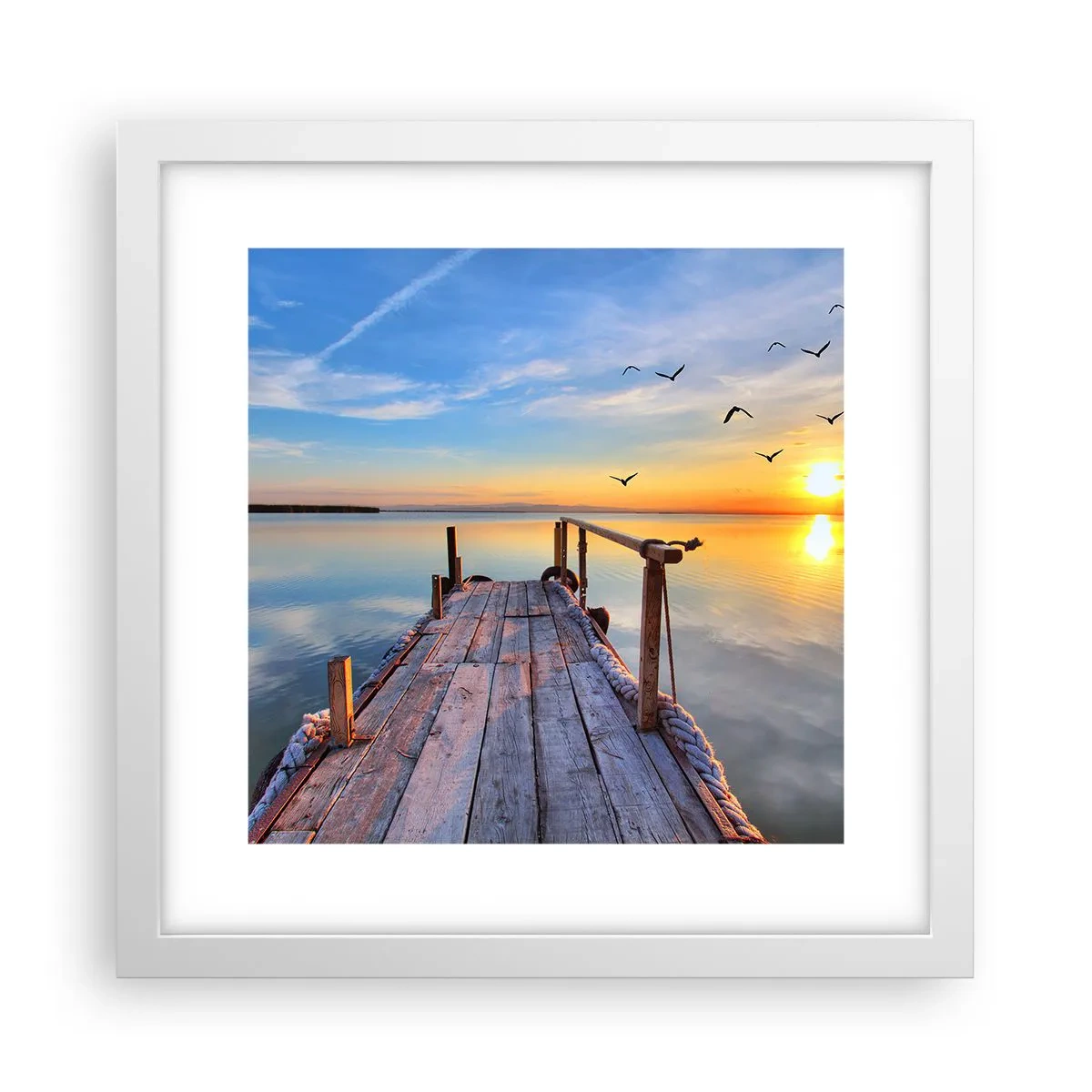 Affiche dans un cadre blanc - Poster - Marcher droit vers le soleil - 30x30 cm