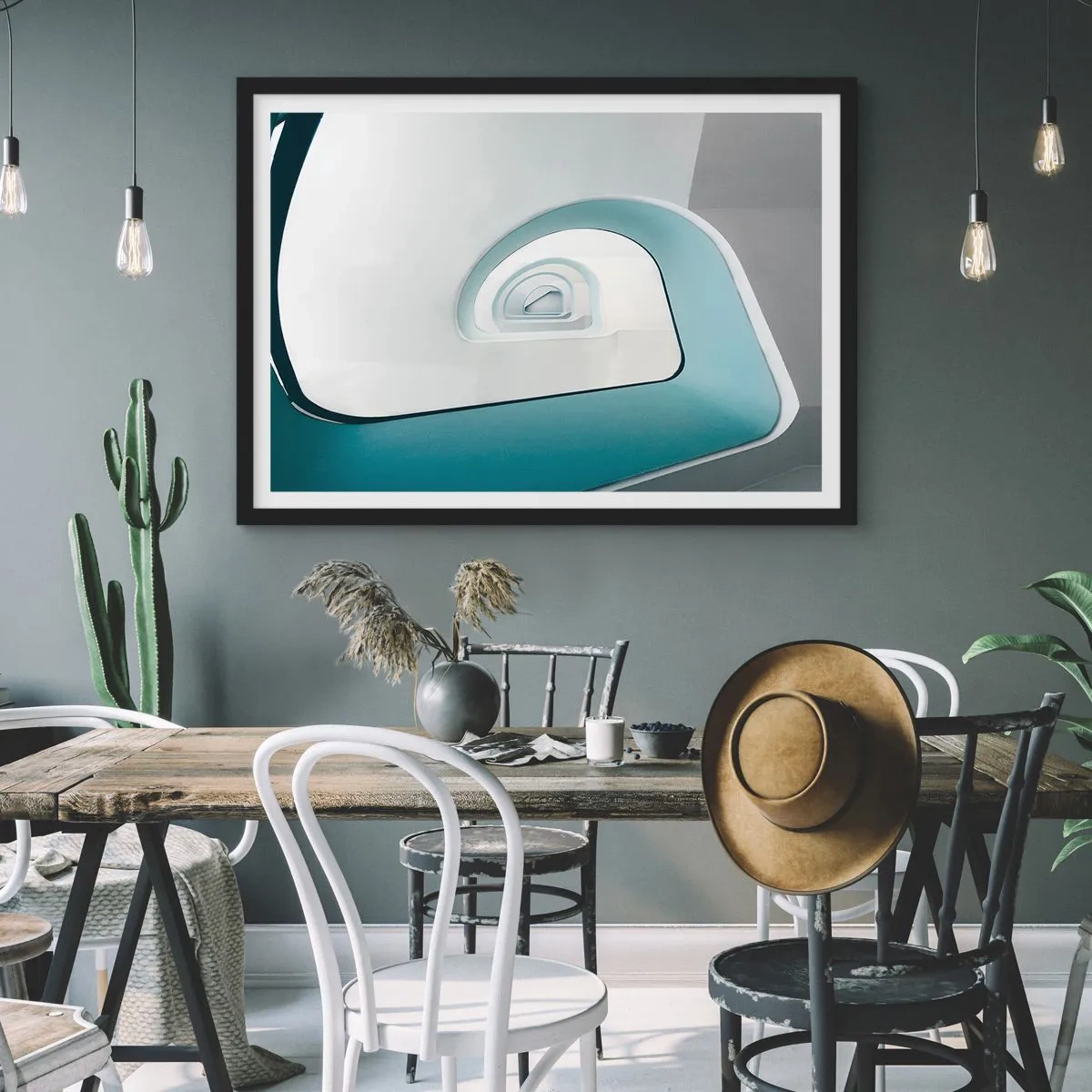 Affiche dans un cadre noir - Poster - Au profondeur du bleu - 40x30 cm