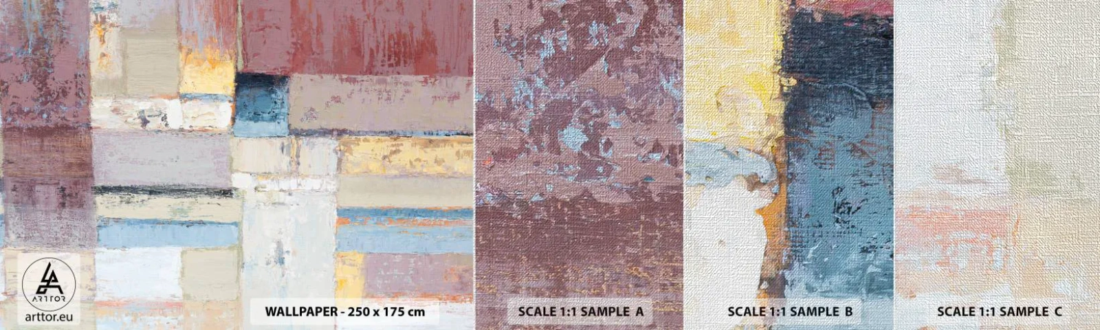 Échantillon de Papier Peint Premium Canvas - Le calme de la géométrie - Abstraction, Pastel, Minimaliste - 100x30 cm