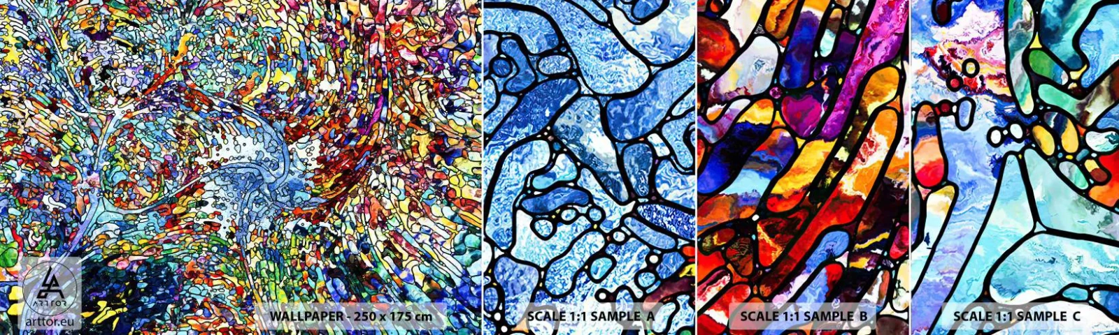 Échantillon De Papier Peint Standard Eco - Goutte de vitrail - Abstraction, Morceau, Graphique - 100x30 cm