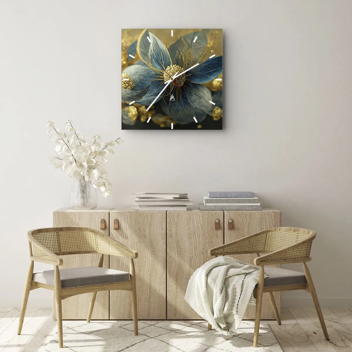 Horloge murale - Pendule murale - Fleurir avec de l'or - 40x40 cm