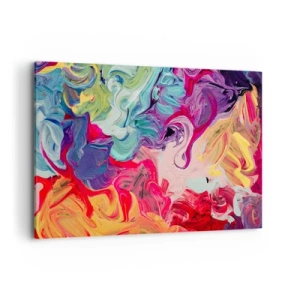 Impression sur toile - Image sur toile - Une composition abstraite aux couleurs vibrantes et tourbillonnantes et à la structure dynamique. - 120x80cm - La naissance des couleurs - Décoration murale moderne pour le salon et la chambre ARTTOR