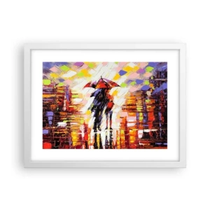 Affiche dans un cadre blanc - Poster - Ensemble à travers la nuit et la pluie - 40x30 cm