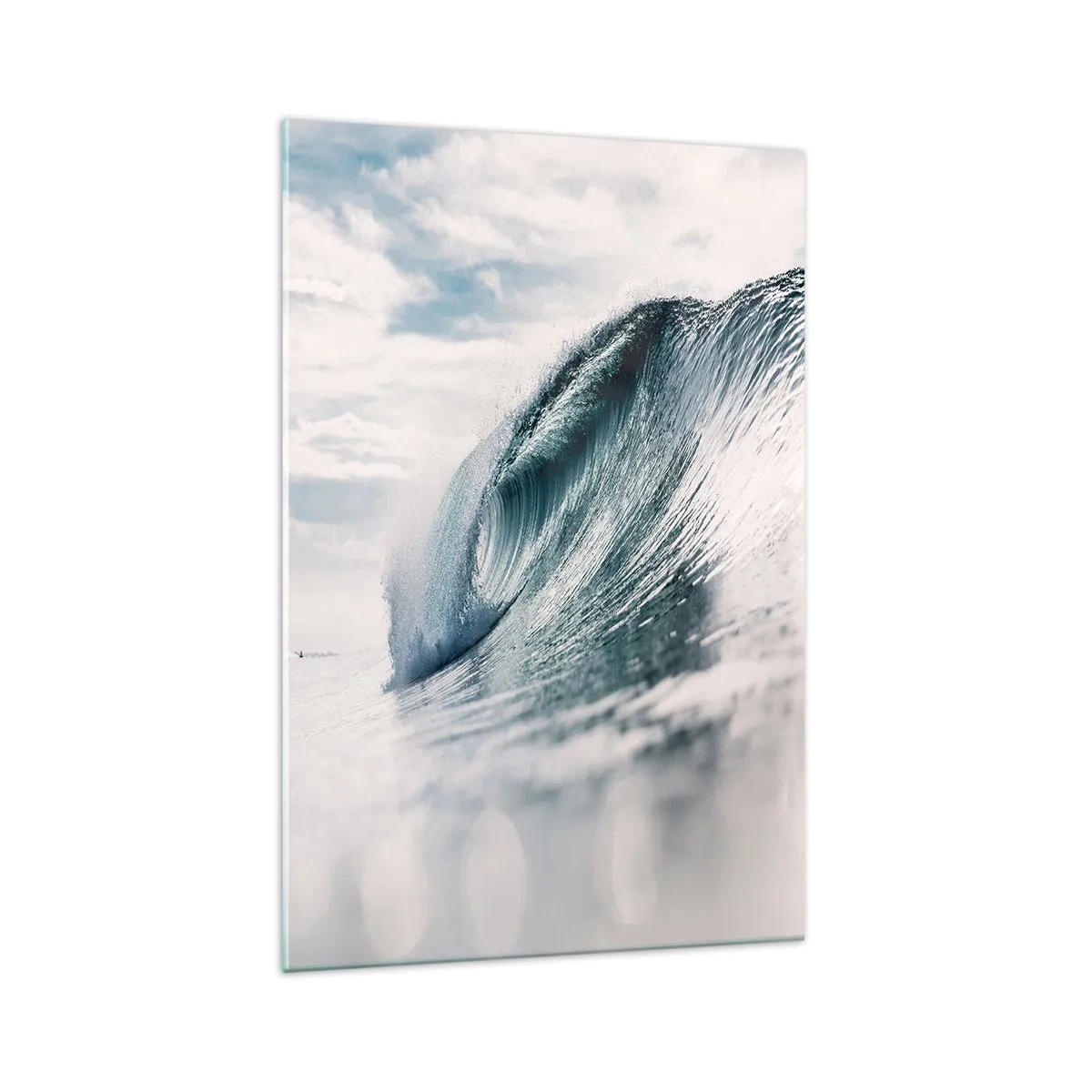 Impression sur verre - Image sur verre - Une vague de mer capturée dans un moment dynamique contre le ciel - 70x100cm - Pic d'eau - Décoration murale moderne pour le salon et la chambre ARTTOR