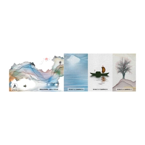 Échantillon de Papier Peint Premium Canvas - Vers les montagnes de cristal - Abstraction, Fantaisie, Paysage - 100x30 cm