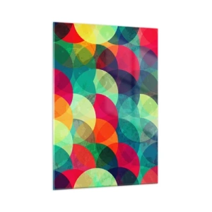 Impression sur verre - Image sur verre - Demi-cercles colorés et superposés dans une palette de couleurs intenses - 50x70cm - Ascension - Décoration murale moderne pour le salon et la chambre ARTTOR