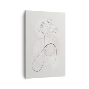 Impression sur toile - Image sur toile - Contour du visage minimaliste avec une fleur sur fond clair - 80x120cm - Spirale de beauté - Décoration murale moderne pour le salon et la chambre ARTTOR